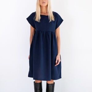 Linen Oversized Dress - M